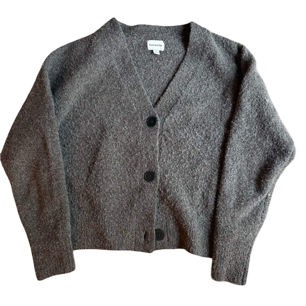 Brown Cropped Button-Up Cardigan